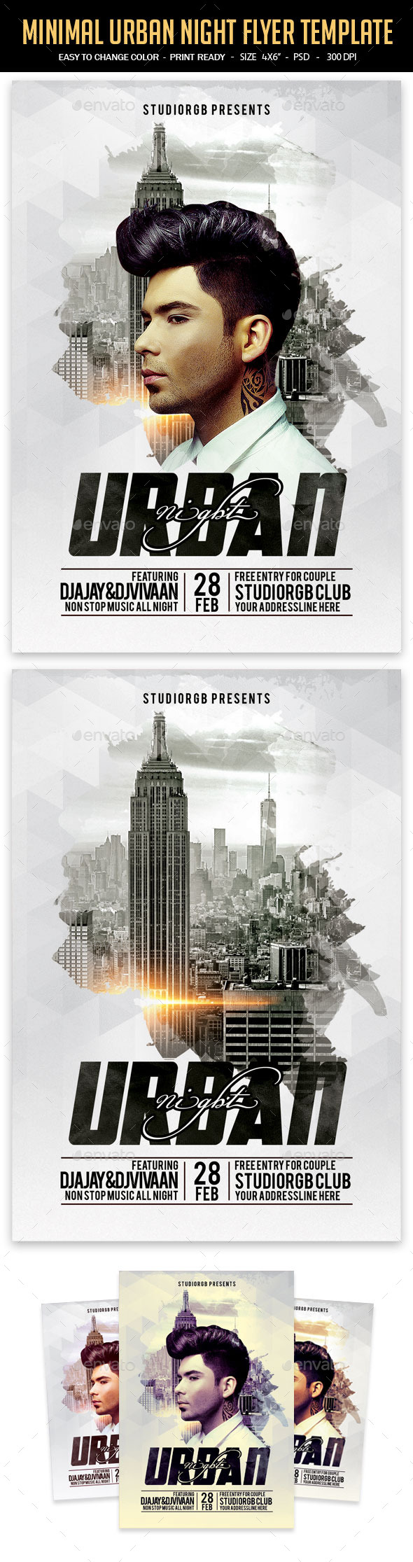 Minimal Urban Night Flyer Template - Clubs & Parties Events