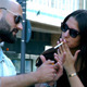 Man Fires Woman Cigarette in City - VideoHive Item for Sale