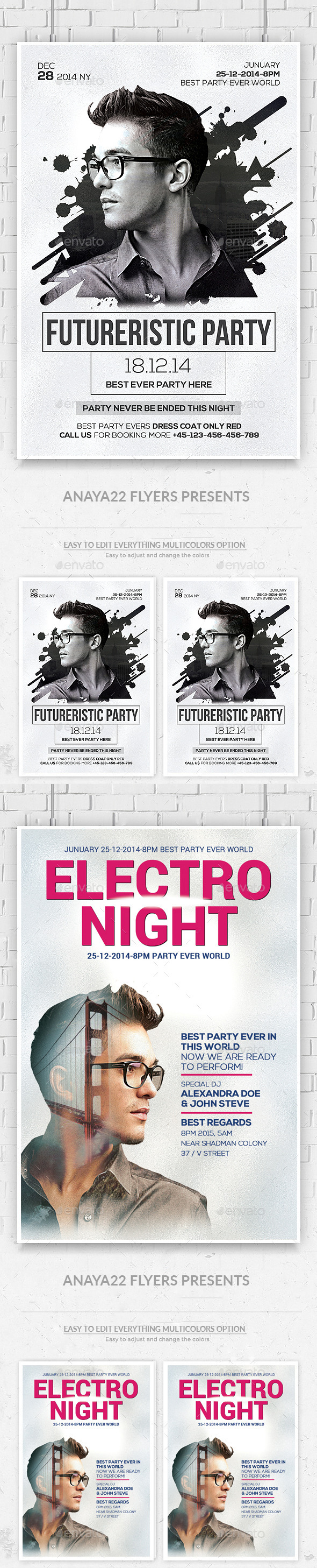Electro Concert Dj Flyers Bundle - Clubs & Parties Events