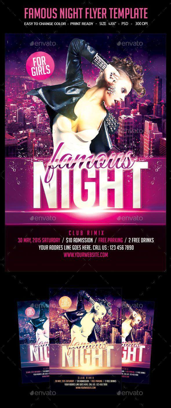Famous Night Flyer Template - Clubs & Parties Events