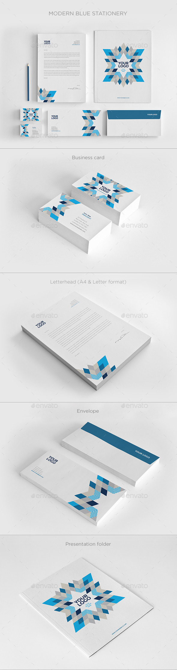 Modern Blue Stationery - Stationery Print Templates