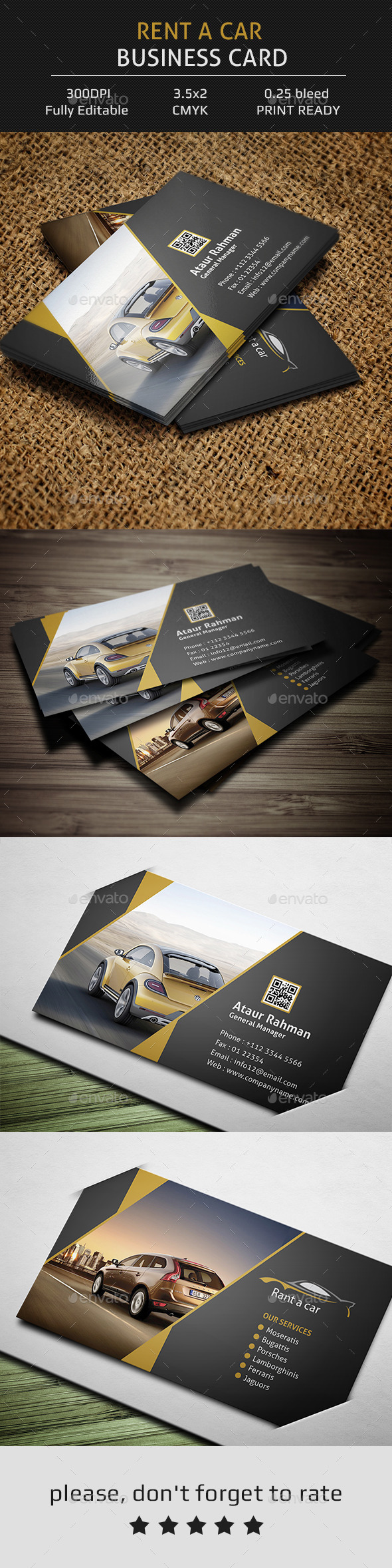 Rent a Car Business Card - Corporate Business Cards