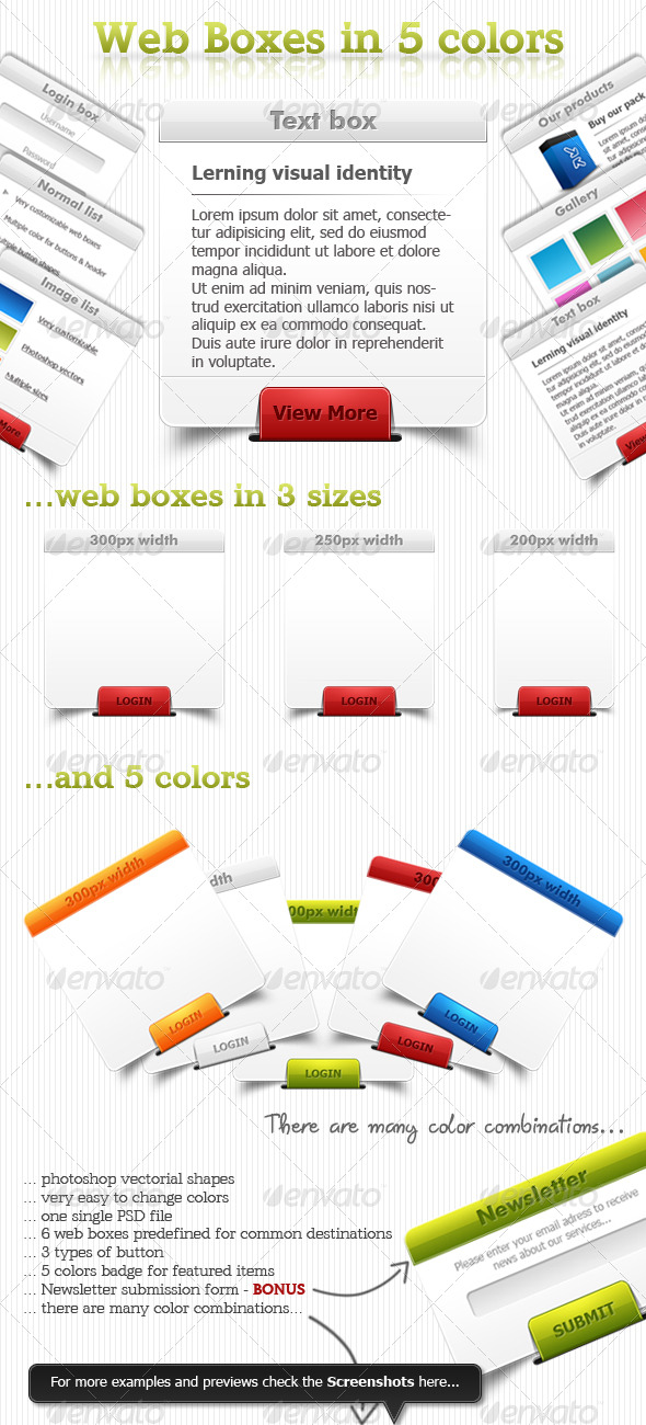  Web boxes in 5 colors