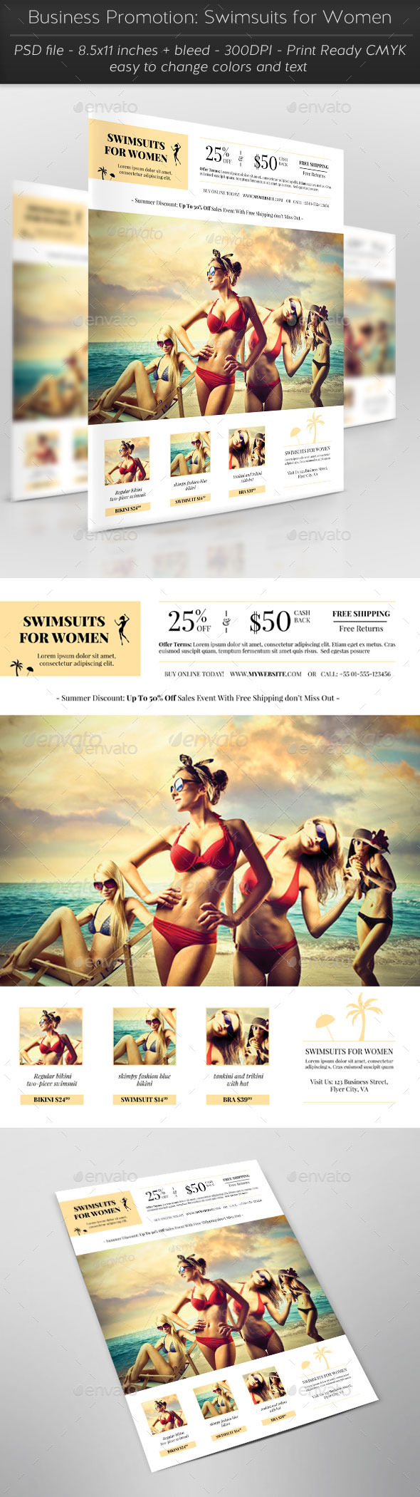 Business Promotion: Swimsuits for Women - Flyers Print Templates