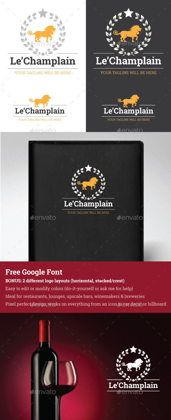 Lion and Laurel Leaves Vector Logo - Crests Logo Templates