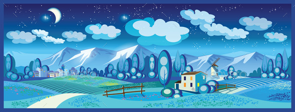 Countryside at Night - Landscapes Nature