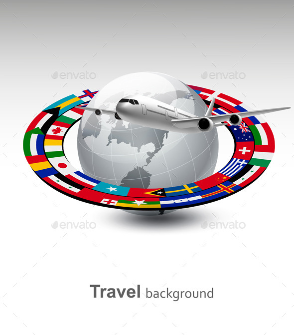 Travel Background Globe With A Plane And A Strip - Travel Conceptual