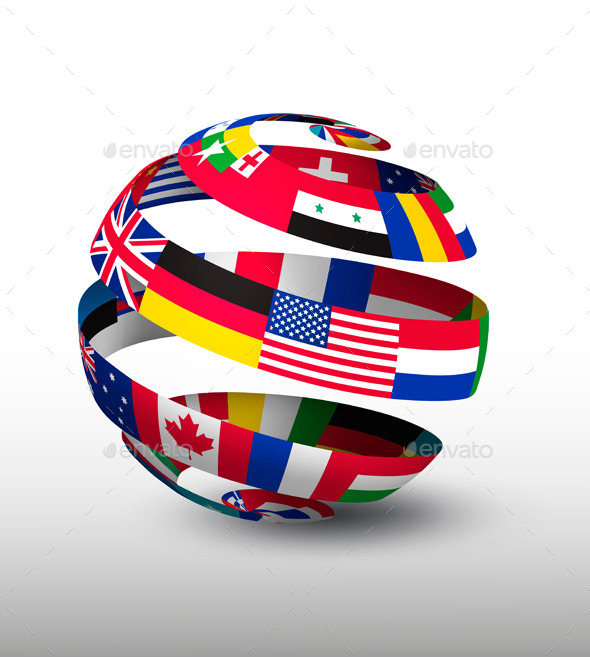 Globe Made Of A Strip Of Flags Vector - Business Conceptual