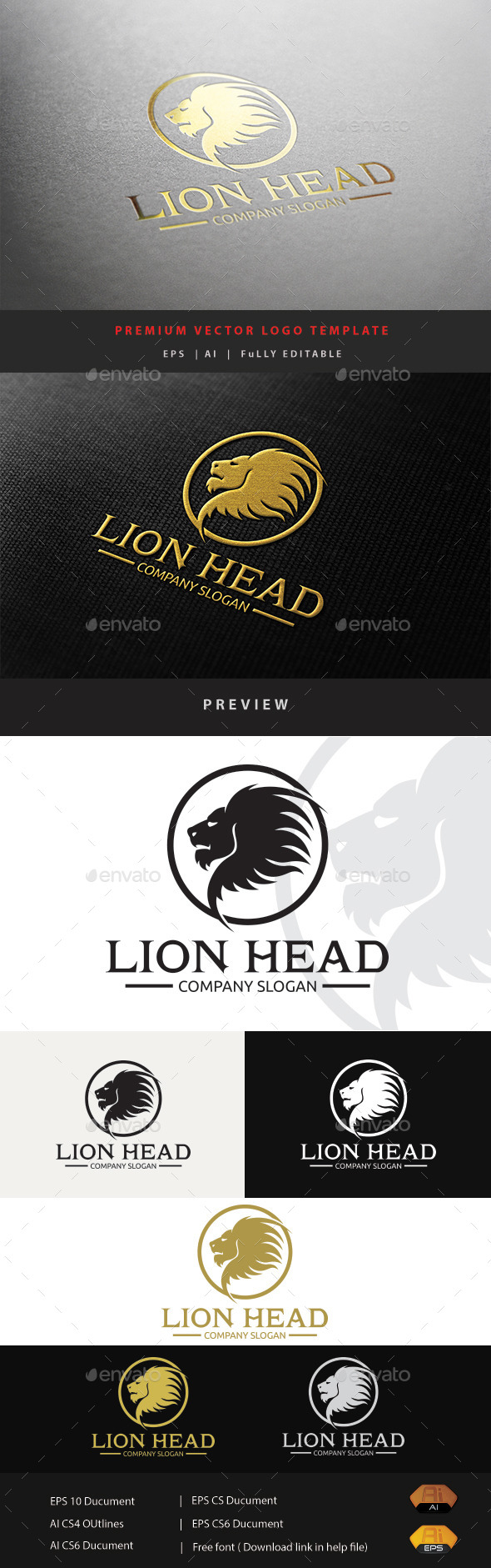 Lion Head - Animals Logo Templates