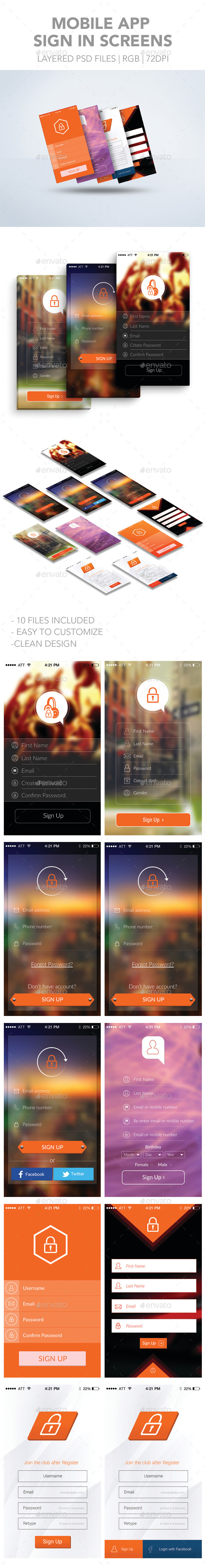 Mobile App Sign Up Screens - User Interfaces Web Elements