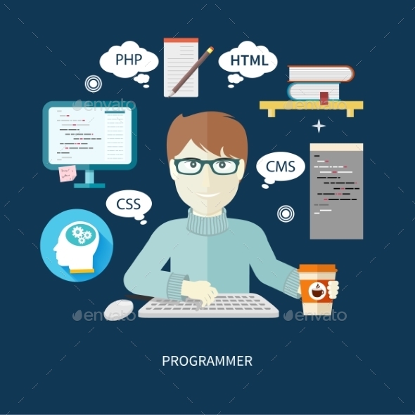Programmer On Workplace - Computers Technology