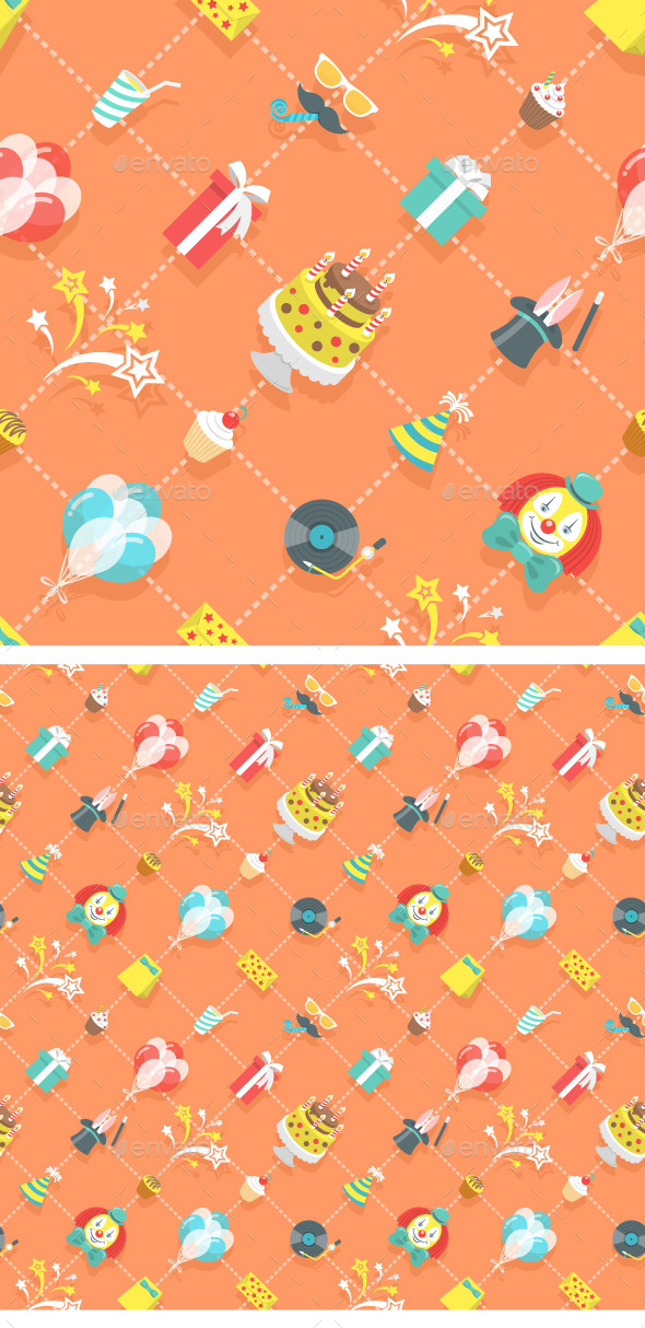 Flat Birthday Party Celebration Seamless Pattern - Patterns Decorative
