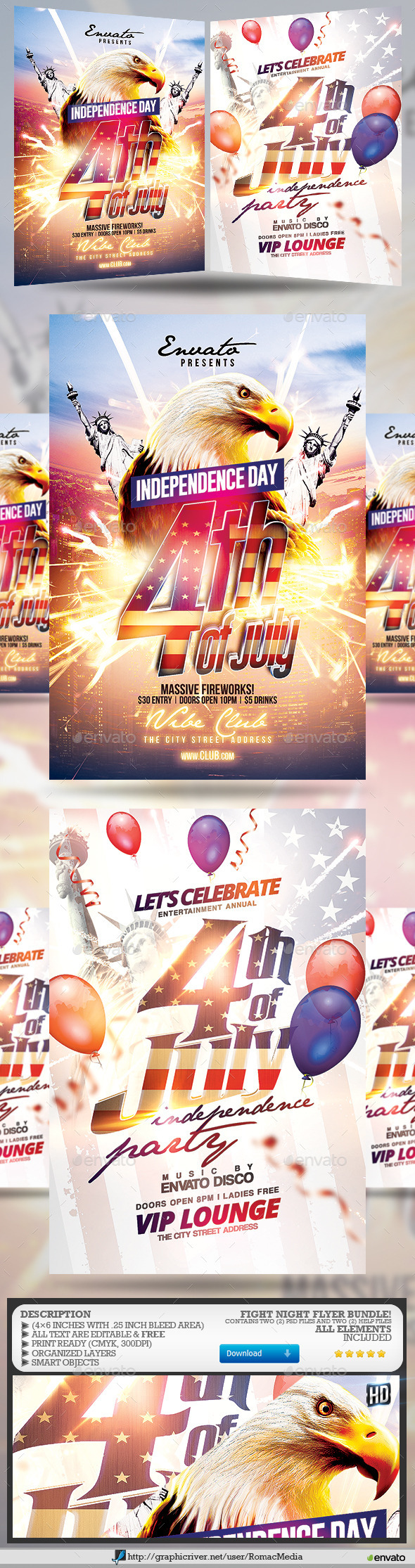 4th of July Party Flyer Bundle - Events Flyers