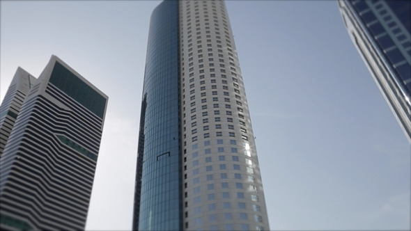Tracking shot of Skyscrapers from the Highway