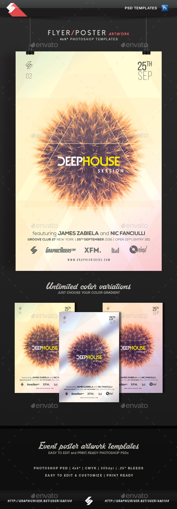 Deep House Session 2 - Event Flyer Template - Clubs & Parties Events