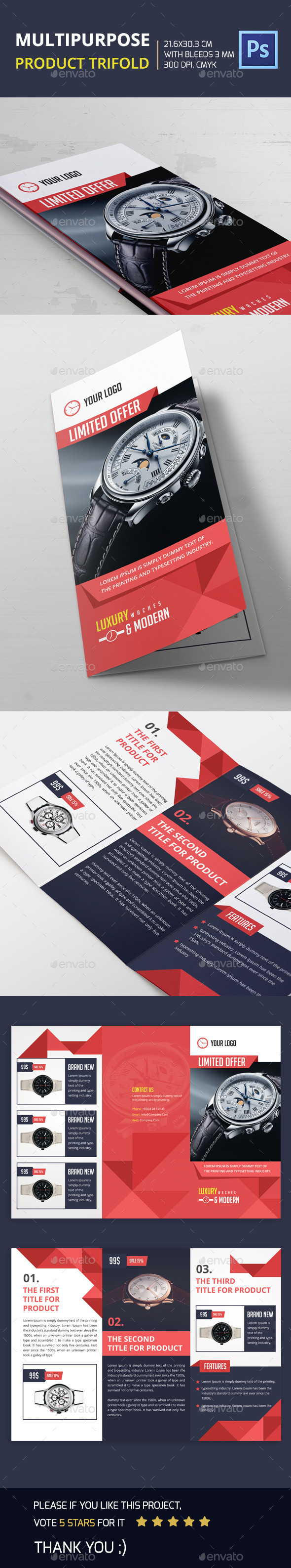Multipurpose Product Trifold - Brochures Print Templates