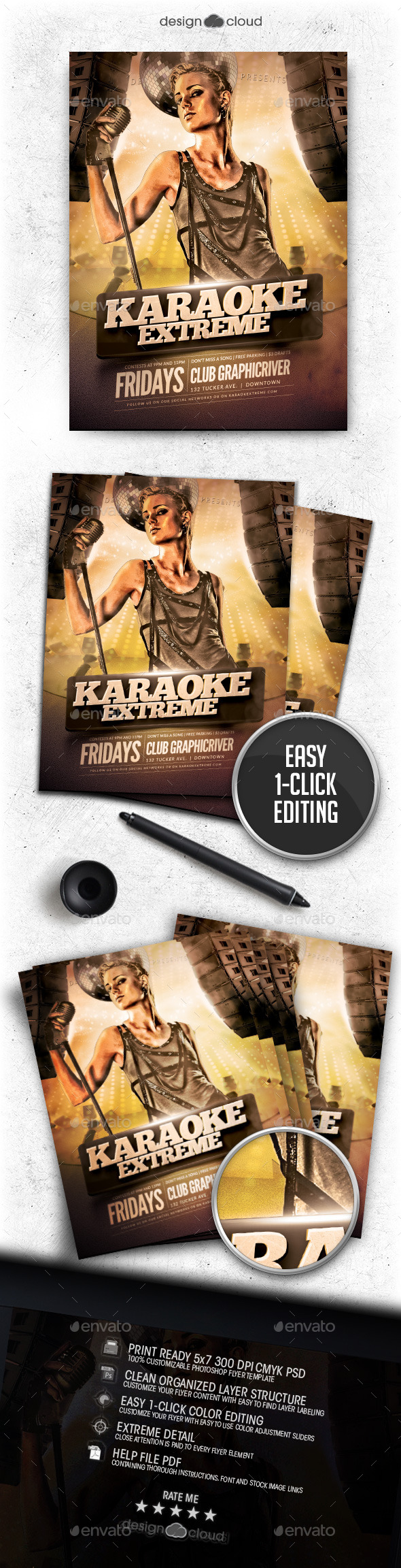 Karaoke Extreme Flyer Template - Clubs & Parties Events