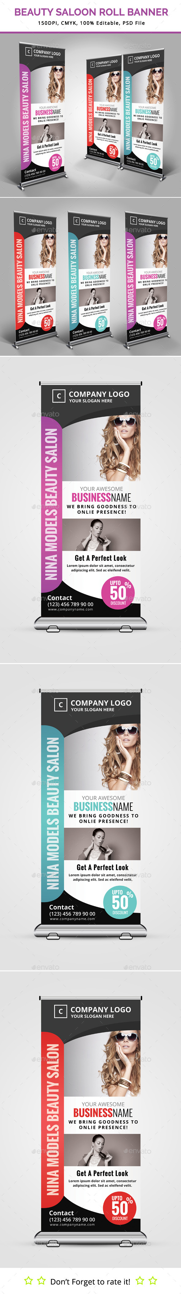 Beauty Saloon Roll Up Banner - Signage Print Templates