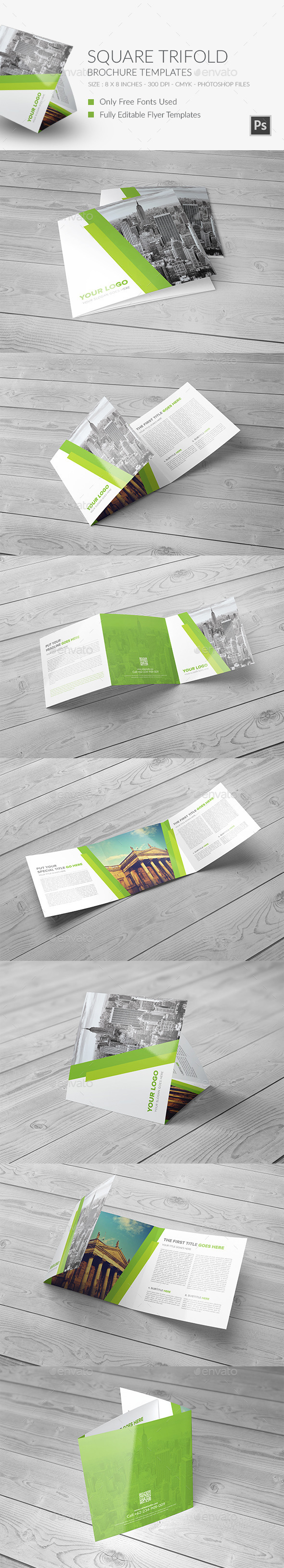 Square Trifold Brochure vol 1 - Brochures Print Templates