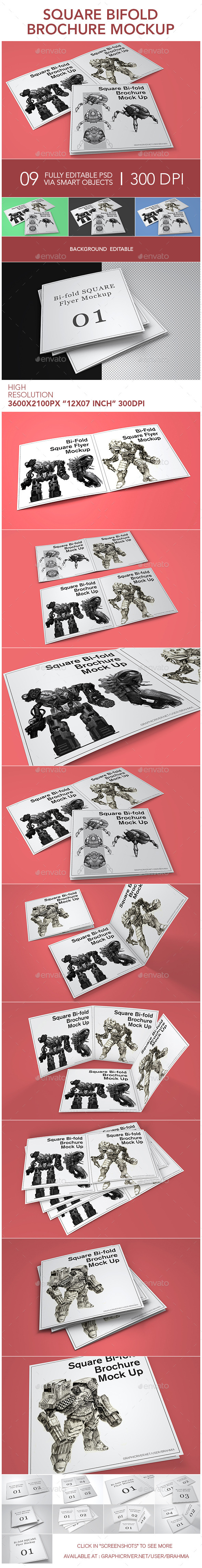 Square Bifold Brochure Mockup - Brochures Print