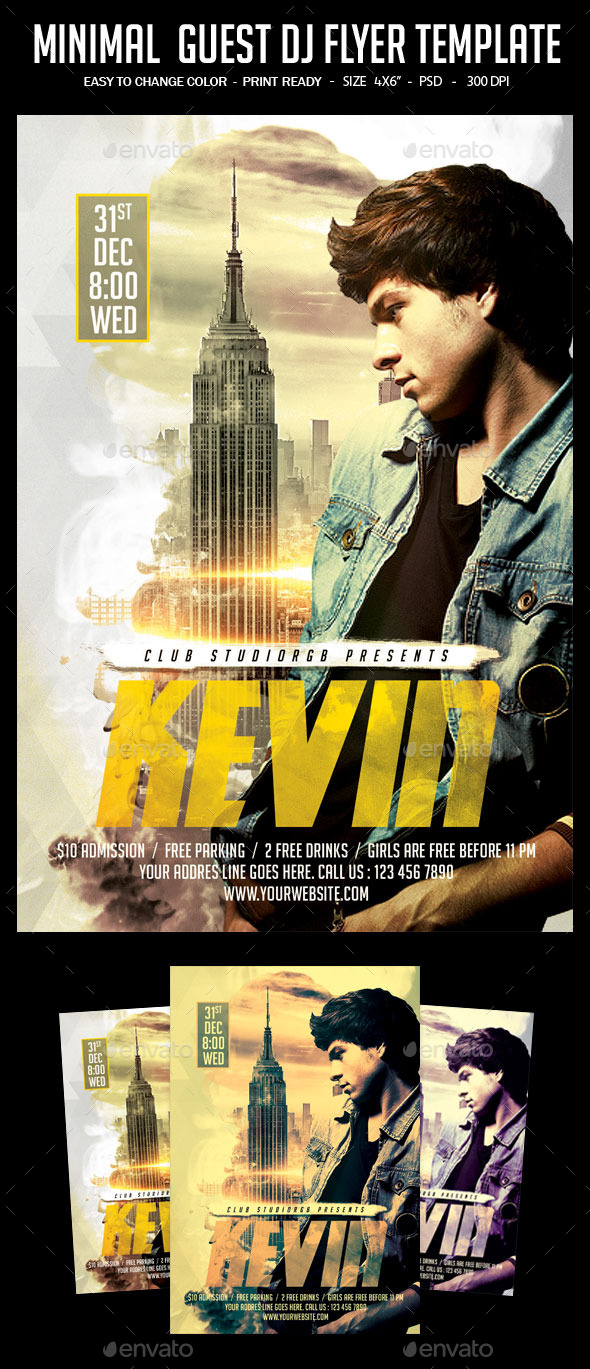 Minimal Guest Dj Flyer Template - Clubs & Parties Events