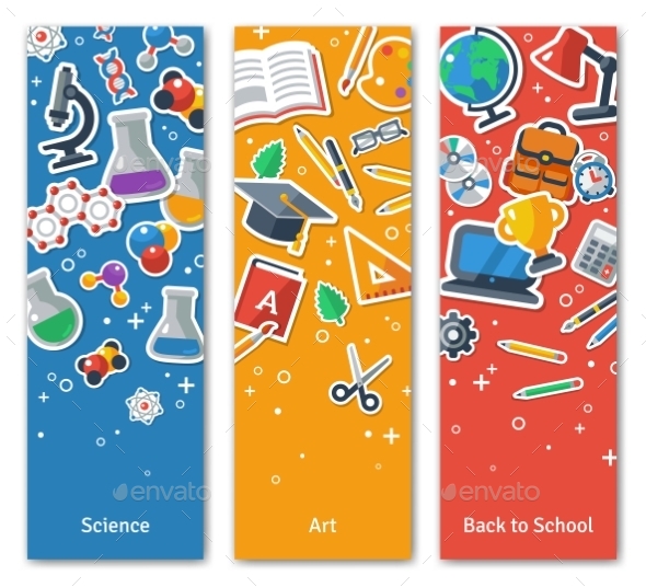 Back To School Vertical BannersSet With Flat - Miscellaneous Conceptual