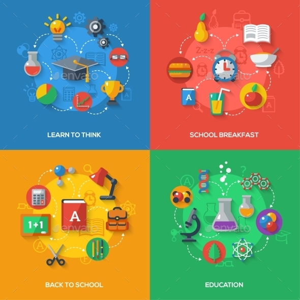 Back To School Concept With Flat Icons. - Miscellaneous Conceptual