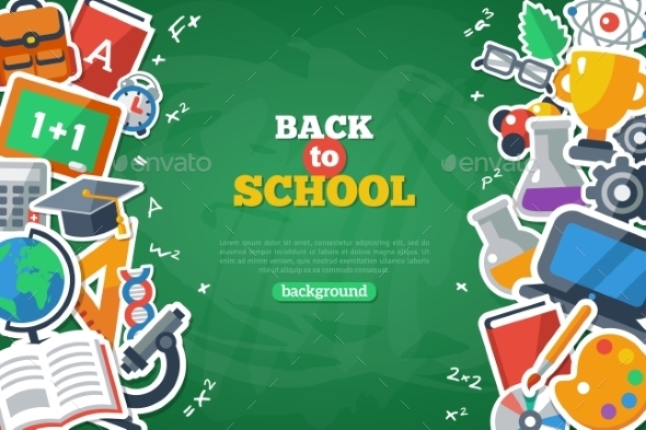 Back To School Banner With Flat Icon Set - Miscellaneous Conceptual