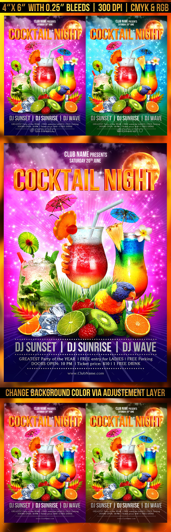 Cocktail Night Flyer Template - Clubs & Parties Events