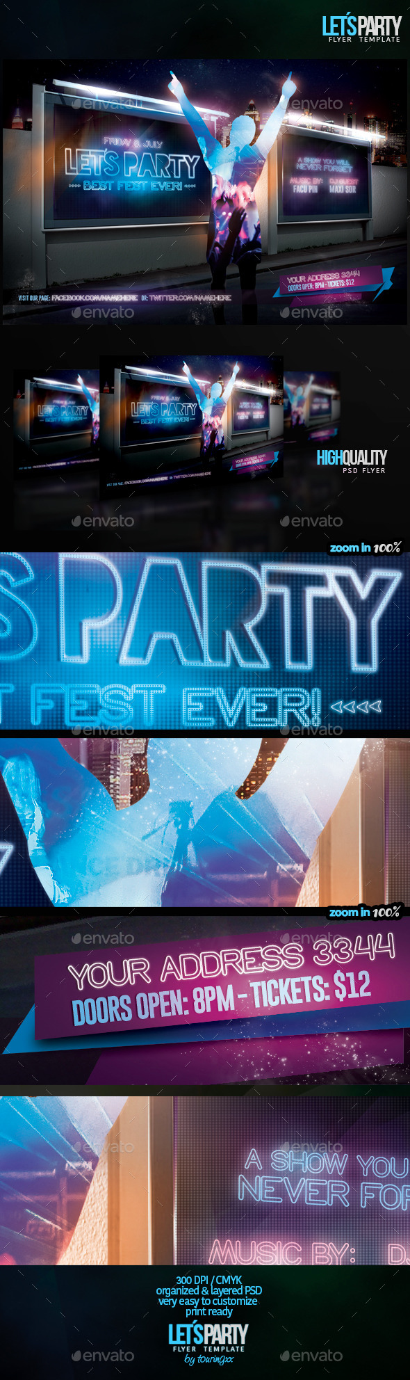 Let´s Party Flyer Template - Clubs & Parties Events