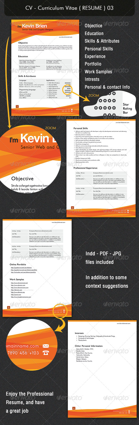 CV - Curriculum Vitae ( RESUME ) 03 - Resumes Stationery