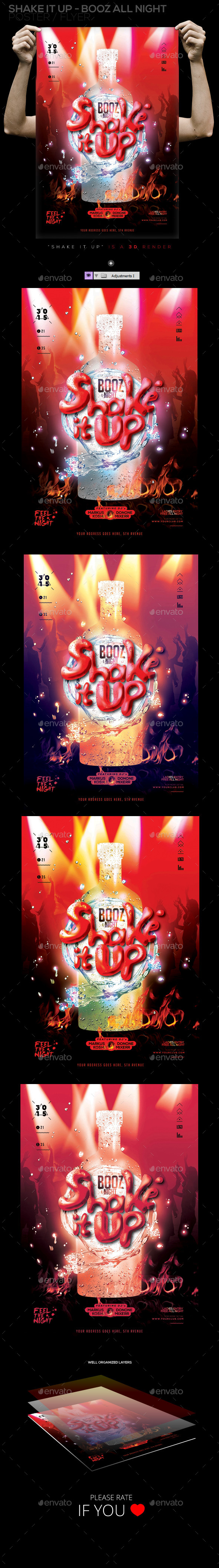 Shake It Up - Booz All Night Poster / Flyer - Clubs & Parties Events