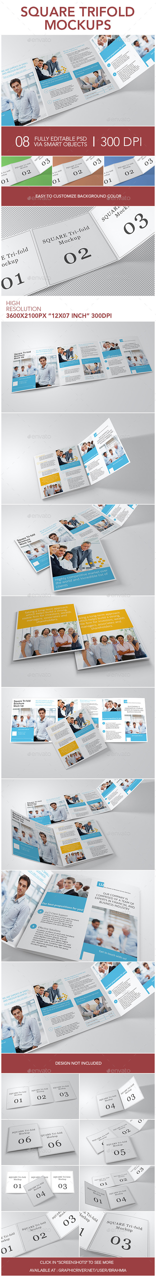 Square Trifold Mockups - Brochures Print