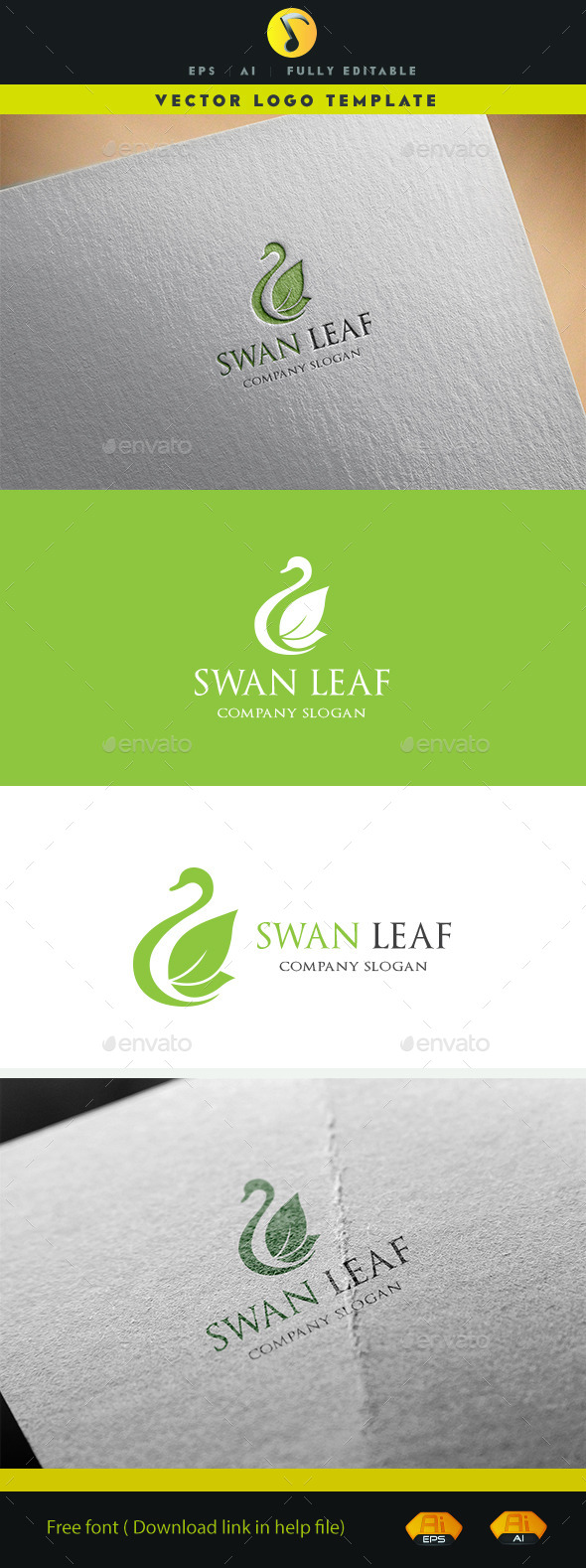 Swan Leaf - Animals Logo Templates