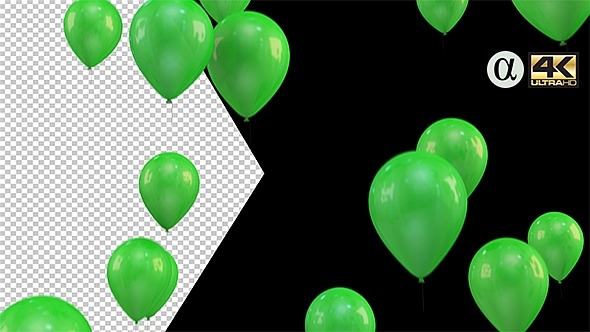 3D Rising Balloons - All Green Color