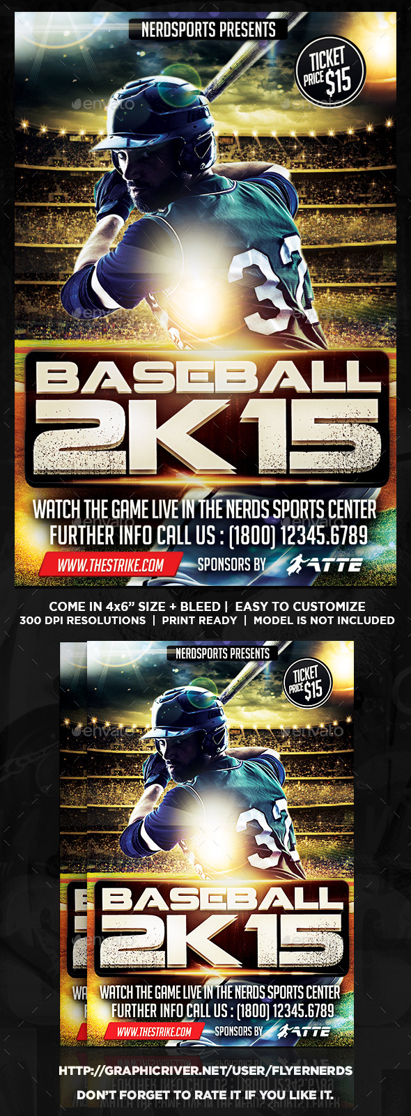 Baseball 2K15 Championships Flyer - Sports Events