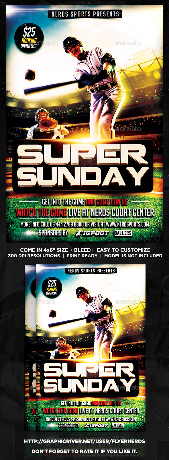 Super Sunday Baseball Championships Sports Flyer - Sports Events