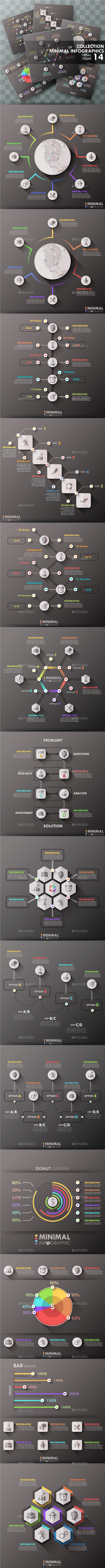 Collection Of Minimal Dark Infographics - Infographics
