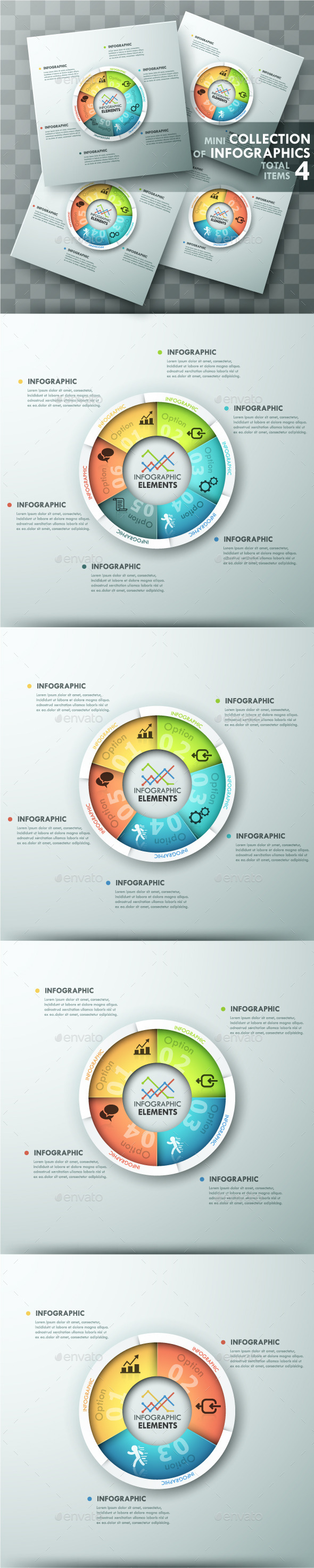 Modern Infographic Spiral Charts (4 Items) - Infographics