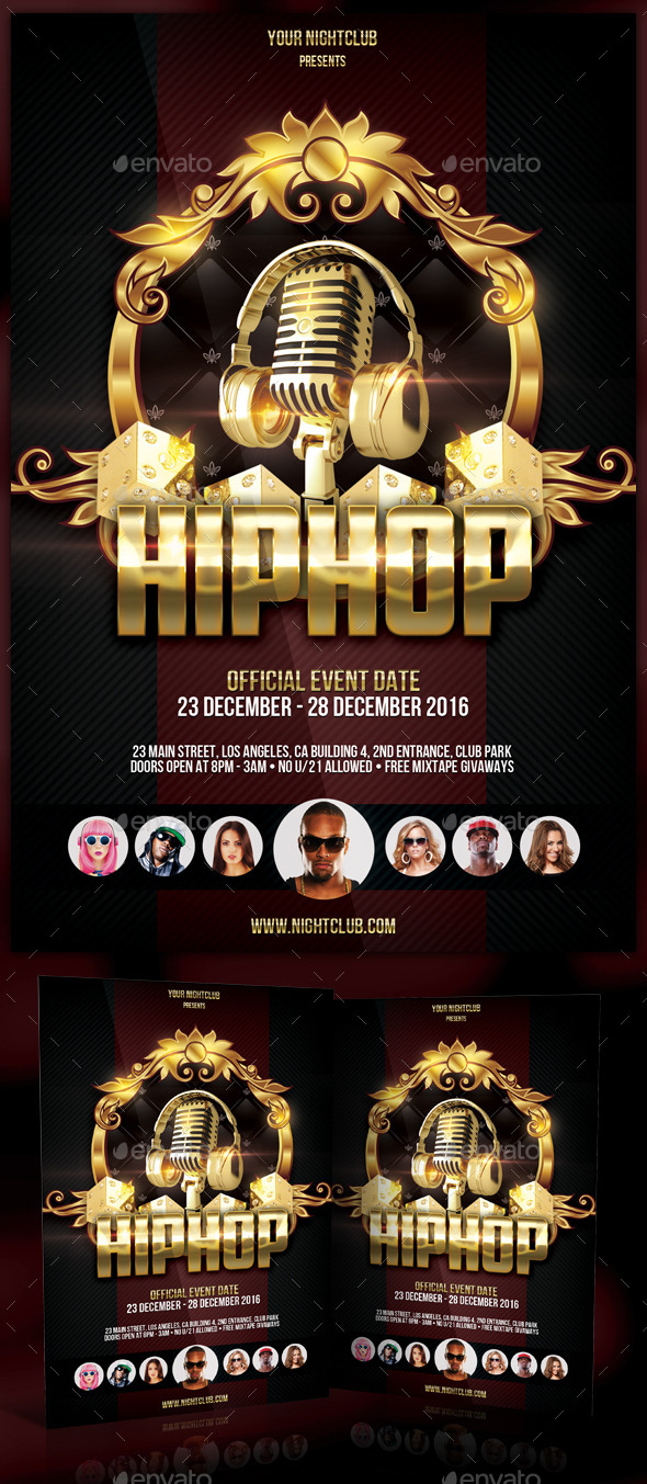 Gold Music Flyer Template - Clubs & Parties Events