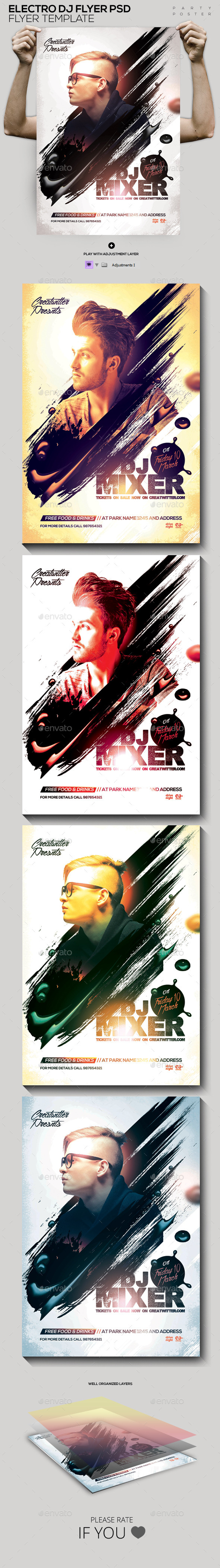 Electro DJ Flyer PSD - Clubs & Parties Events