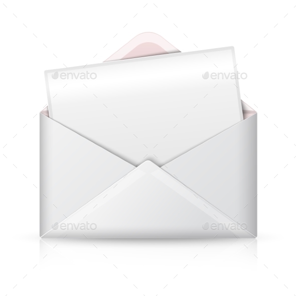 Blank Realistic Vector White Opened Envelope - Web Technology