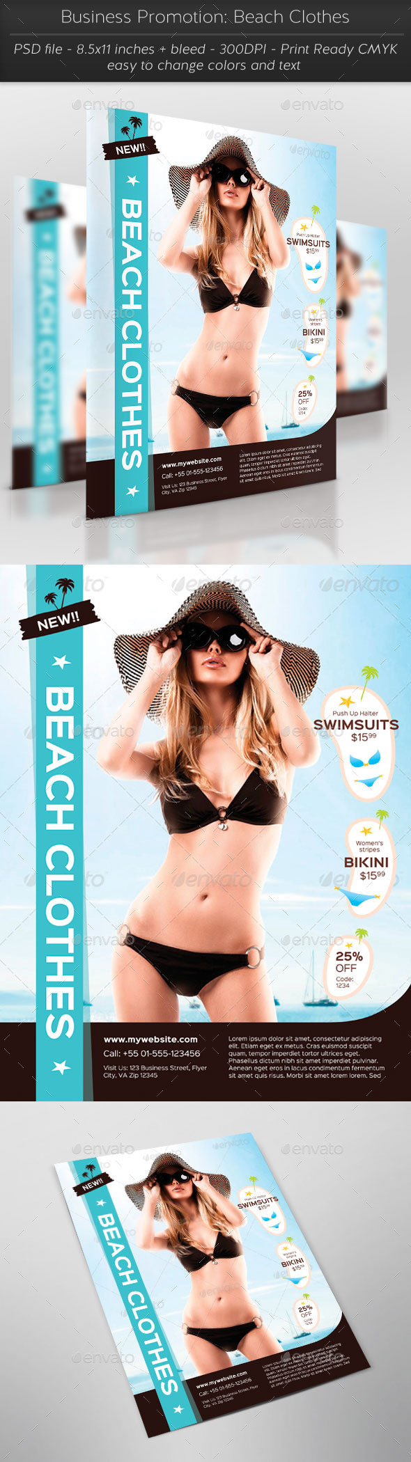 Business Promotion: Beach Clothes - Flyers Print Templates