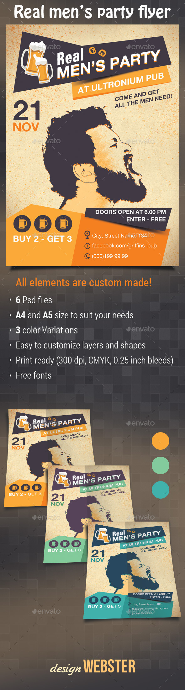 Real Men's Party Flyer - Clubs & Parties Events