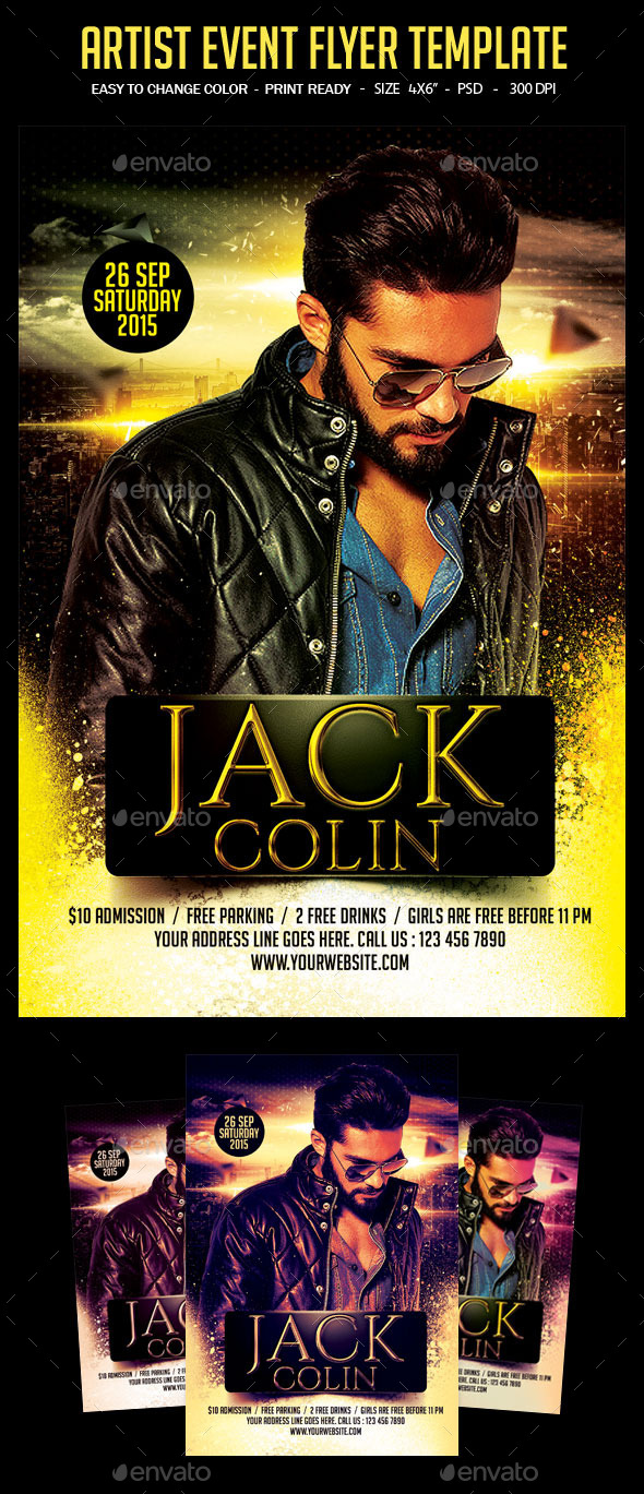 Artist Event Flyer Template - Clubs & Parties Events