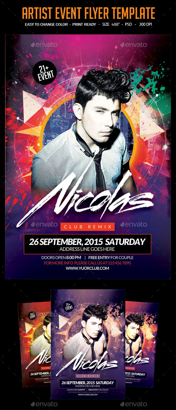 Artist Event Flyer Template - Clubs & Parties Events