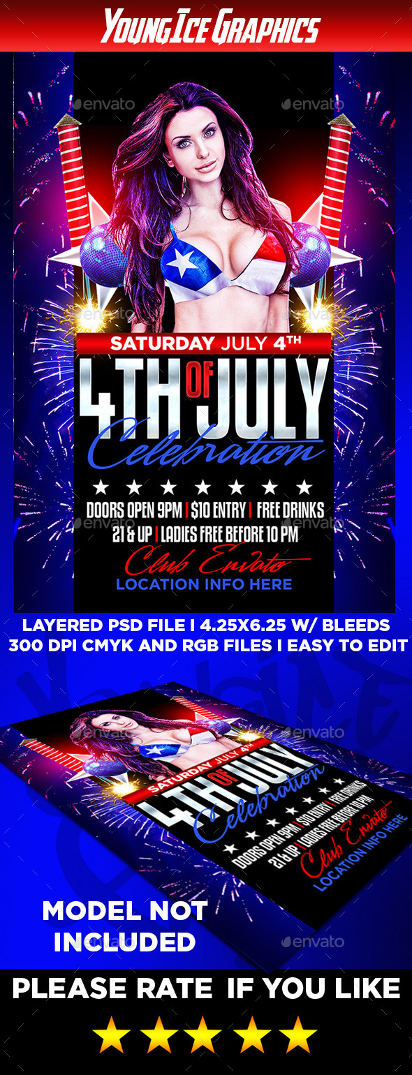 4th of July Party Flyer Template - Clubs & Parties Events