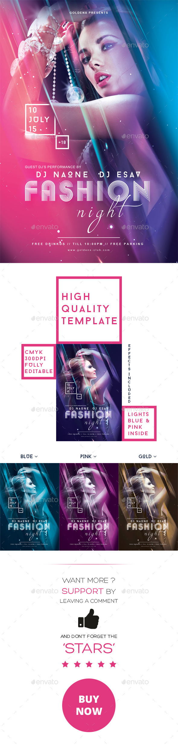 Fashion Night Flyer Template - Clubs & Parties Events