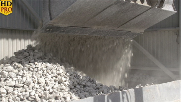 A Bulldozer Transferring Limestones 