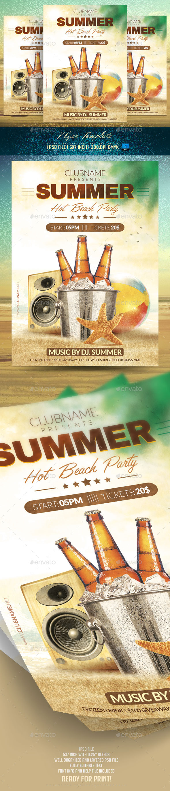 Summer Party Flyer Template - Clubs & Parties Events